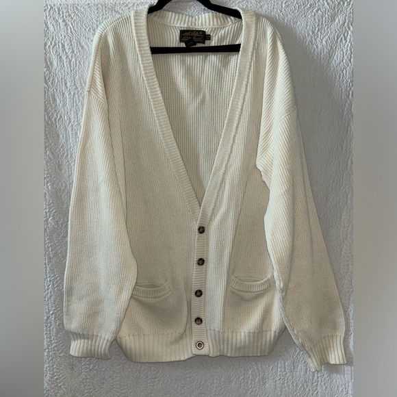 Eddie Bauer Ribbed Knit Button Pockets Long Sleeve Cardigan Tall Long Sweater